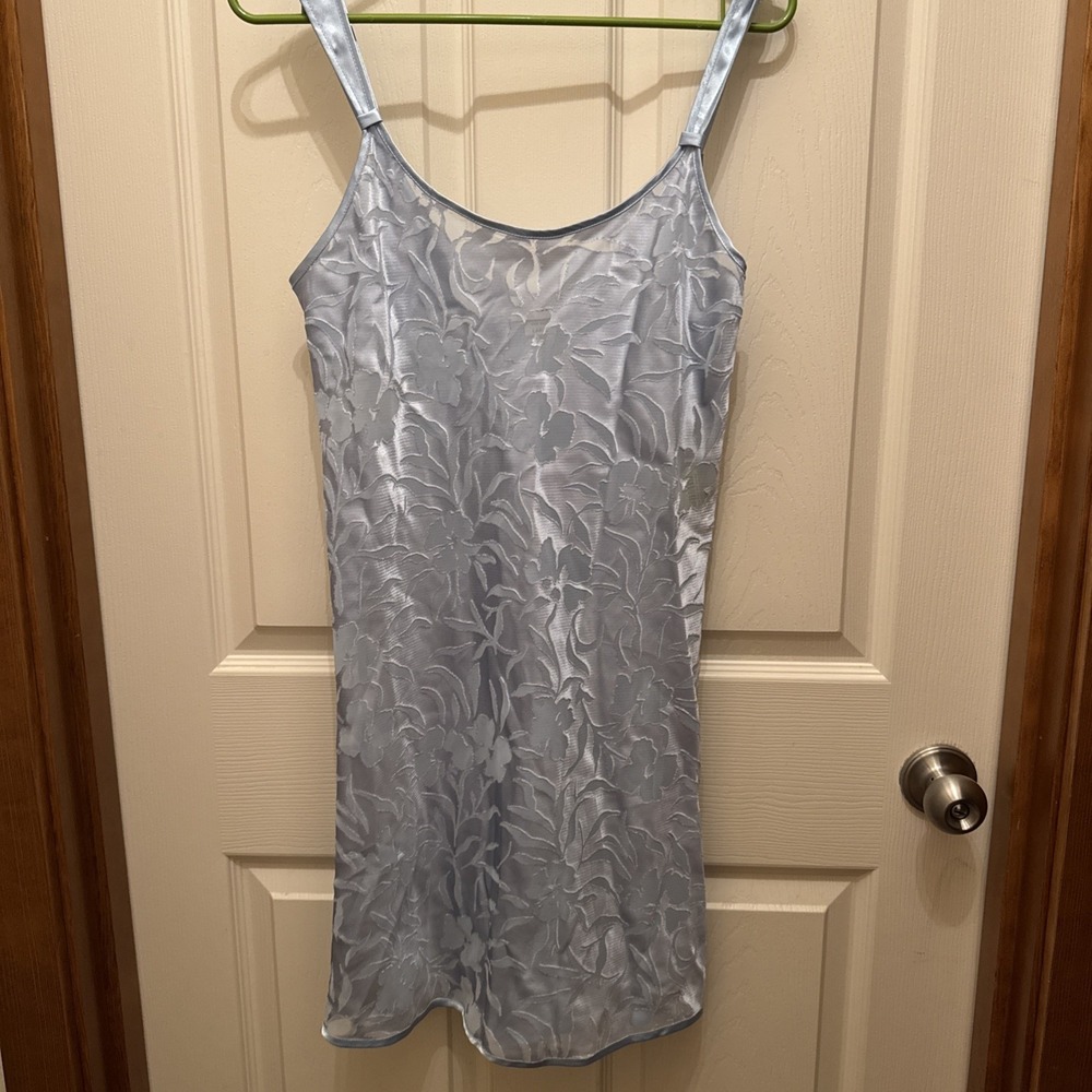 Vintage Etienne SZ L Sheer Slip Dress Lingerie Pastel Blue